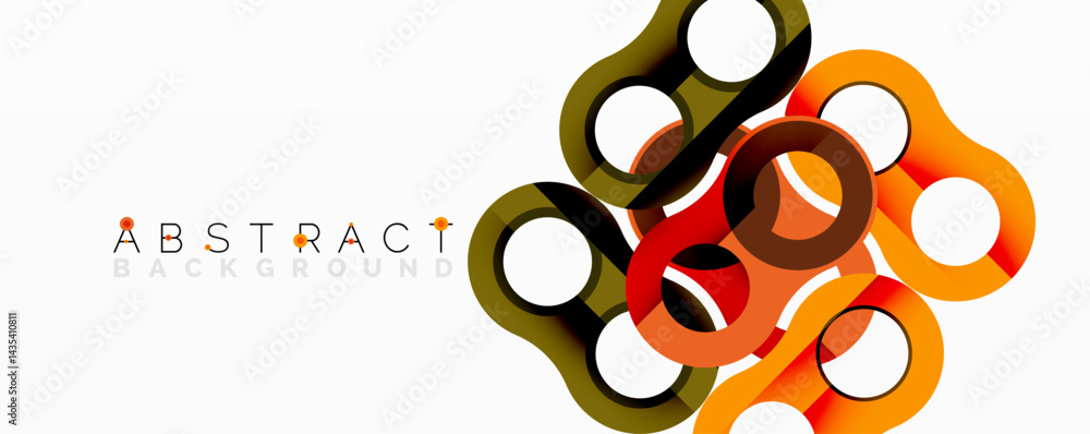 Abstract design features overlapping circles. Warm colors dominate composition, creating modern visual effect. Simple, clean aesthetic.