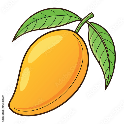 Ripe mango with leaves