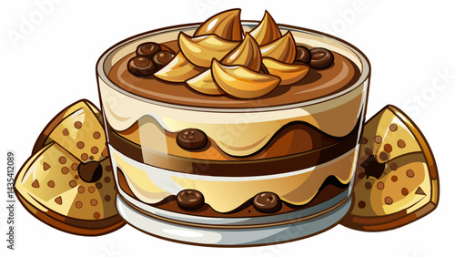 Chocolate tiramisu dessert topped chips, sweet temptation, cutout transparent