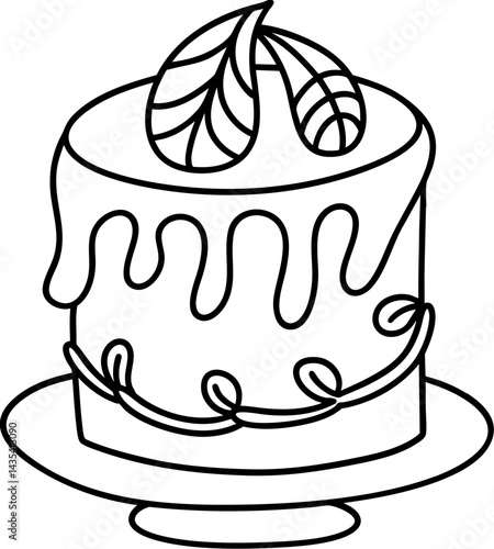 vintage cake design featuring elegant frosting and decorative leaves creates charming dessert display