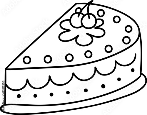 vintage cake slice with decorative icing and cherries on top evokes sense of nostalgia and sweetness
