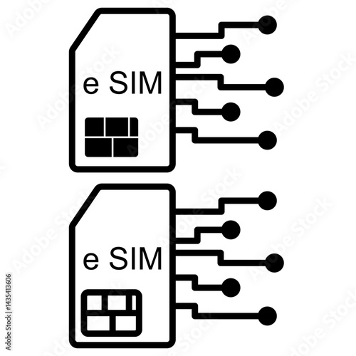 e-sim, smart sim icon, simple flat style, illustration, logo sign symbol pictogram template, for ui or ux isolated on white for mobile app, editable