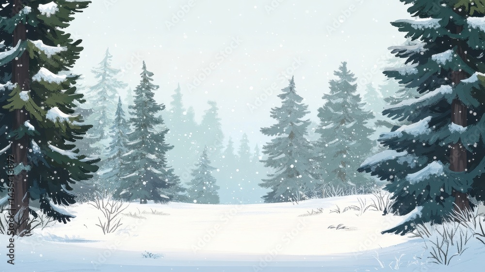 Naklejka premium snowy winter forest landscape