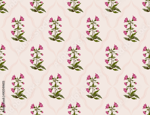 Hand drawn colourful geometric flowers, seamless patterns with floral for fabric, textiles, clothing, wrapping paper, backdrop, banner, illustration, abstract backgrounds.
