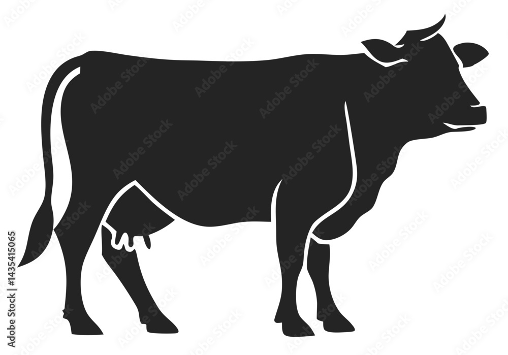 Fototapeta premium cow silhouette vector for farm branding, agriculture design, web graphics, educational visuals, and creative projects 