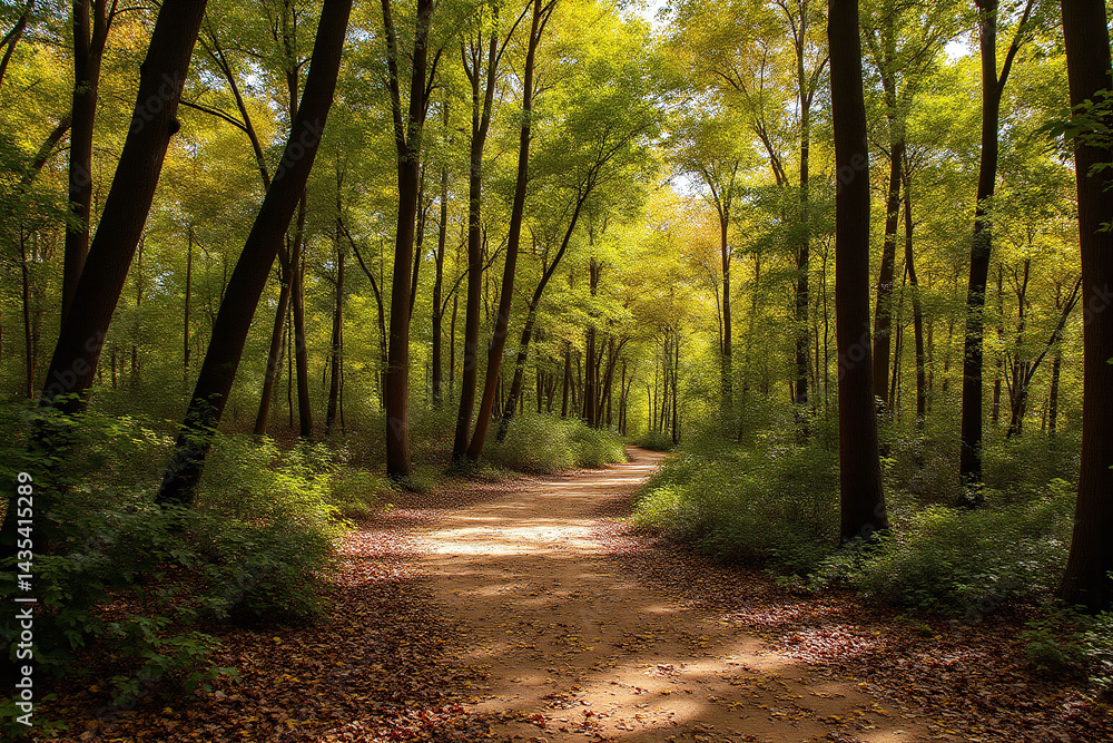 Obraz premium path in the middle of a lush green forest1