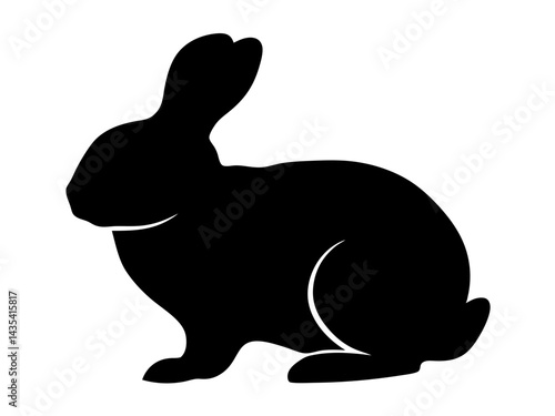 silhouette of a sitting rabbit with upright ears, perfect for wildlife illustrations, pet-themed designs, and nature-inspired artwork
