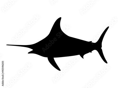 silhouette of a swordfish with an elongated bill, perfect for seafood branding, fishing industry logos, and marine-themed designs
