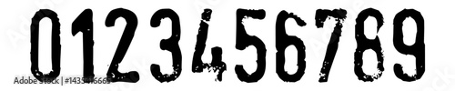 Set of numbers, colors textured numbers. Numbers 1, 2, 3, 4, 5, 6, 7, 8, 9, 0. Stylish hand abstract design numbers set. Bold style and eps vector format. Dirty texture vector. Rough brush strokes.
