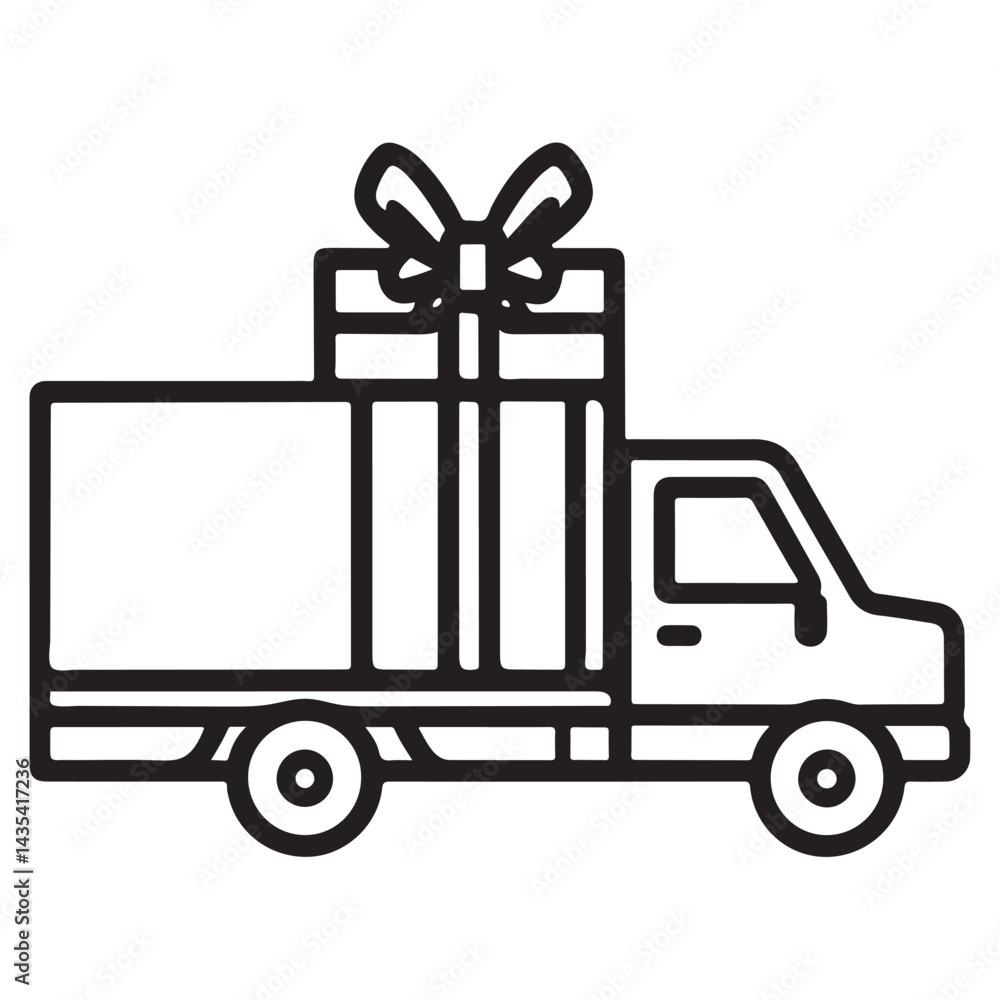 Gift Delivery Truck Outline - Presents Transport Vector Gift Delivery Truck Outline - Presents Transport Vector