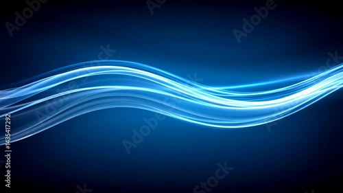 Blue wave with a bright light shining on it. The light is reflecting off the water, creating a sense of movement and energy. The image conveys a feeling of excitement and motion
