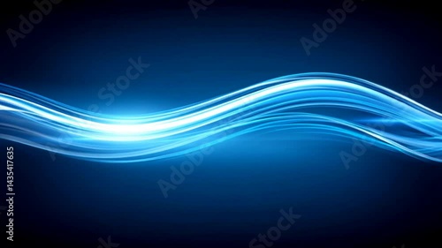 Blue wave with a bright light shining on it. The light is reflecting off the water, creating a sense of movement and energy. The image conveys a feeling of excitement and motion