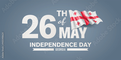 Georgia happy independence day greeting card, banner with template text vector illustration