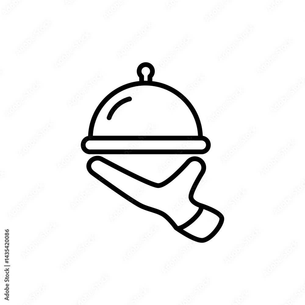 Fototapeta premium food serving icon. Waiter's signature with serving tray, simple flat style, illustration, logo sign symbol pictogram template, for ui or ux isolated on white for mobile app, editable