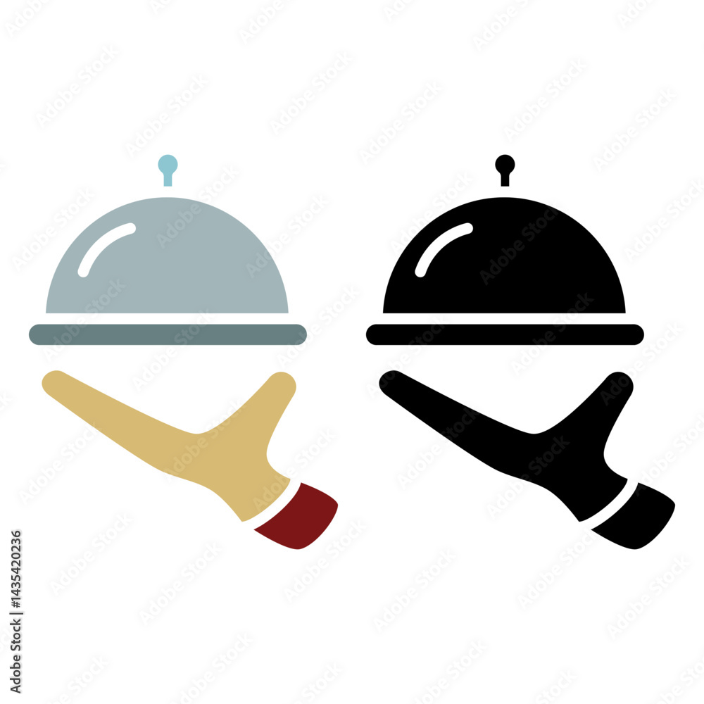 food serving icon. Waiter's signature with serving tray, simple flat style, illustration, logo sign symbol pictogram template, for ui or ux isolated on white for mobile app, editable food serving icon. Waiter's signature with serving tray, simple flat style, illustration, logo sign symbol pictogram template, for ui or ux isolated on white for mobile app, editable