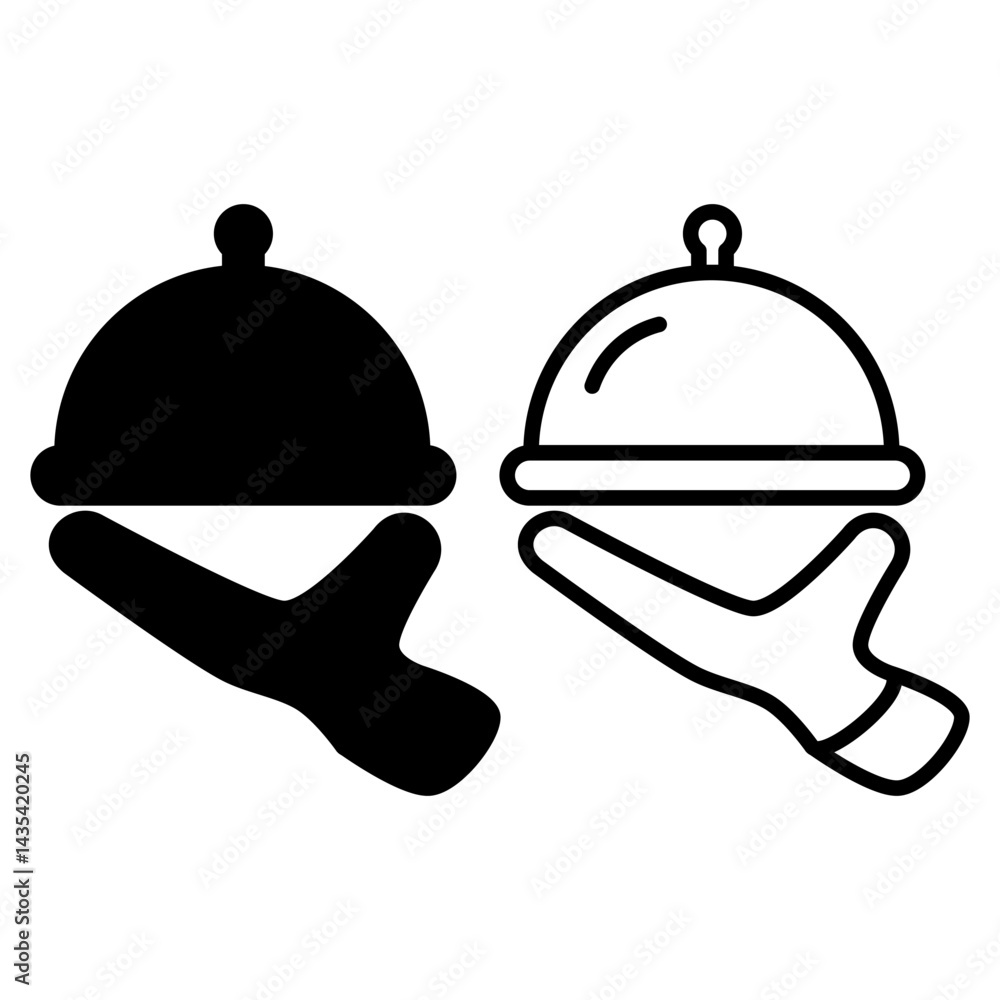 Fototapeta premium food serving icon. Waiter's signature with serving tray, simple flat style, illustration, logo sign symbol pictogram template, for ui or ux isolated on white for mobile app, editable