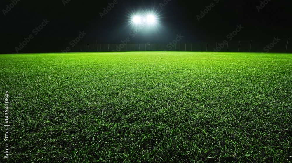 Obraz premium night football field lit by stadium lights