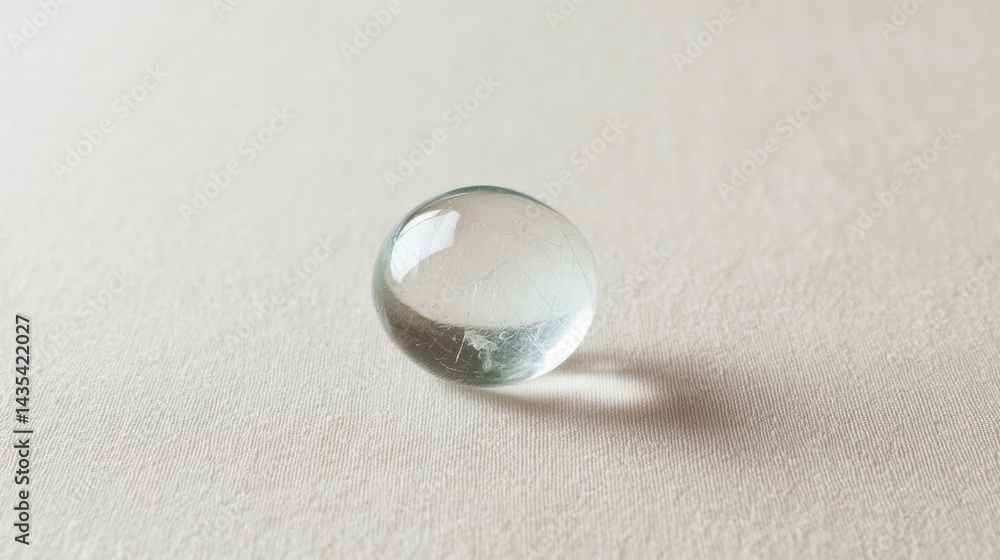 A clear glass ball with a white line on it. A clear glass ball with a white line on it.