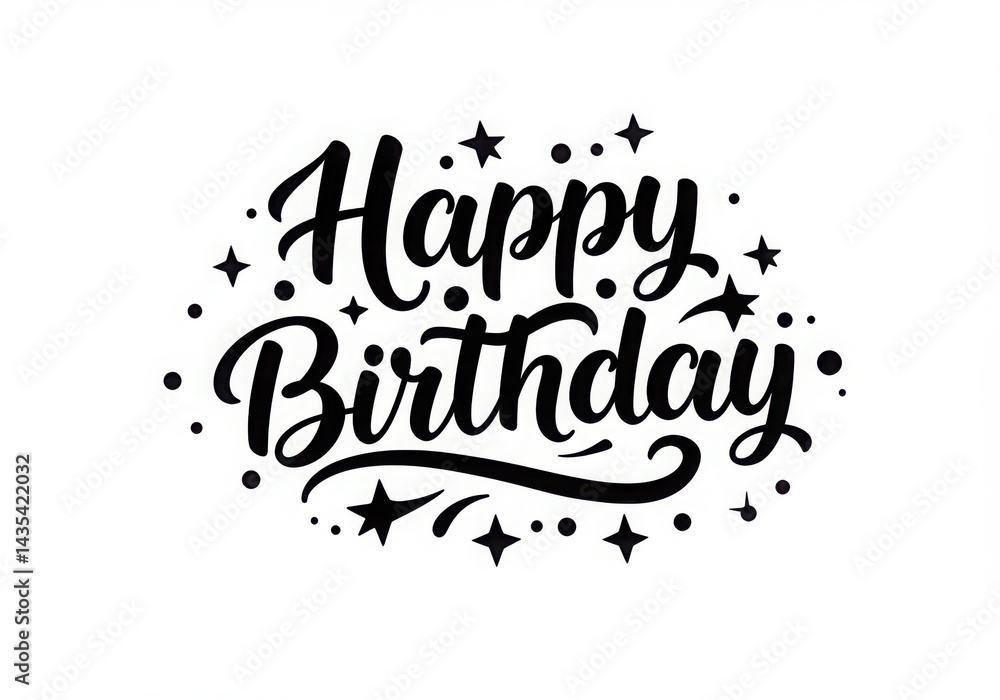 Fototapeta premium Elegant black happy birthday typography with sparkles