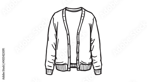 cardigan line art elegant wardrobe staple drawn with clean lines