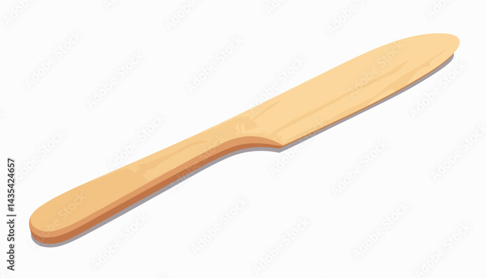 Minimalist wooden butter knife on white background, modern kitchen tool Minimalist wooden butter knife on white background, modern kitchen tool