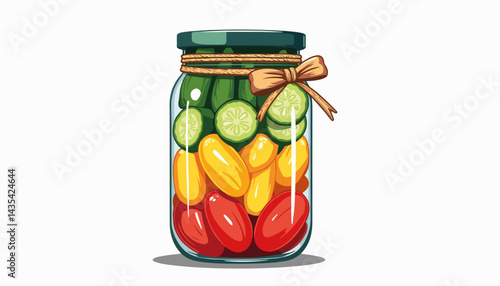 Colorful vegetable jar with fresh produce on white background, healthy eating