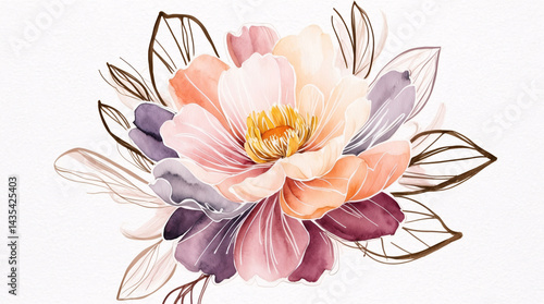 soft pastel cosmos flower watercolor painting botanical illustration perfect for card designs or book cover artwork premium illustration wallpaper background
