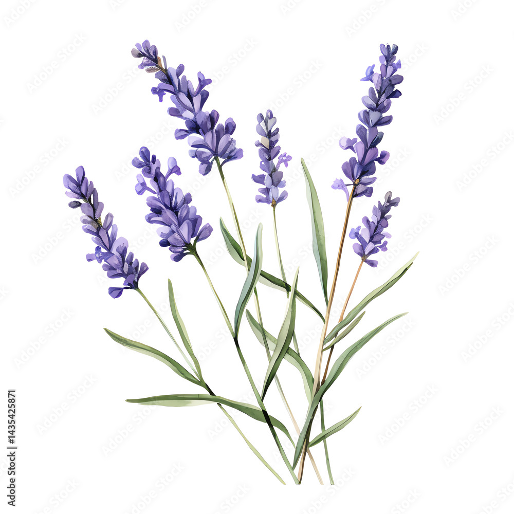 Obraz premium A beautiful lavender bouquet showcasing vibrant purple flowers and green leaves.