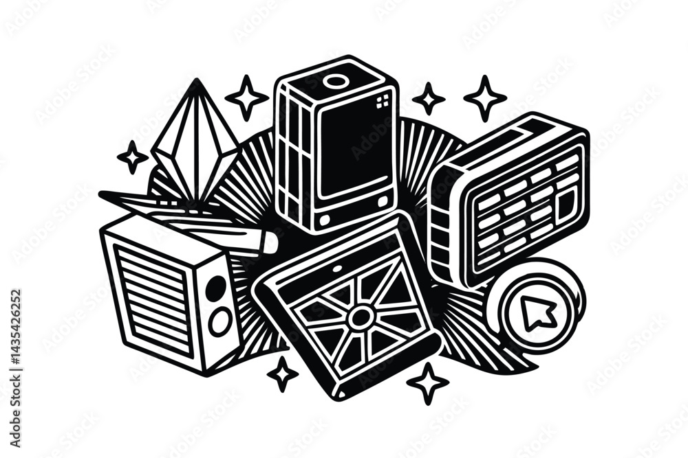 Fototapeta premium Doodle Line Icons Business and Finance Essentials