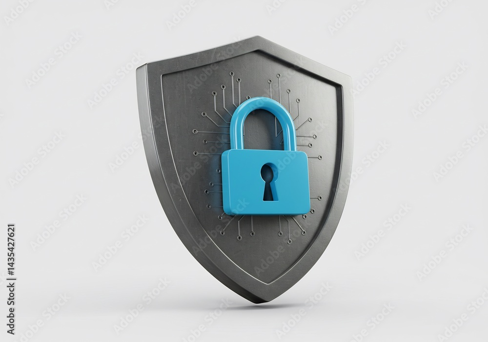 Shield Protecting Padlock Shows Security and Data Protection Shield Protecting Padlock Shows Security and Data Protection