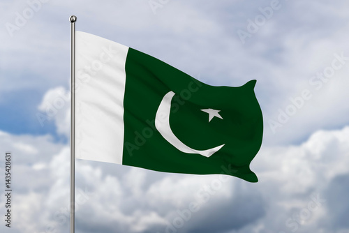Pakistan flag on sky backgr...