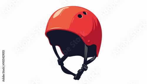 Bright red rafting helmet illustration on white background, safety concept