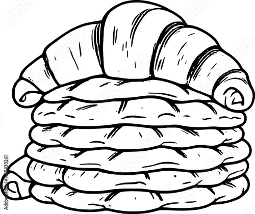 Stacked Pastries Croissant Topping Flatbreads Delicious Baked Goods Food Still Life Breakfast