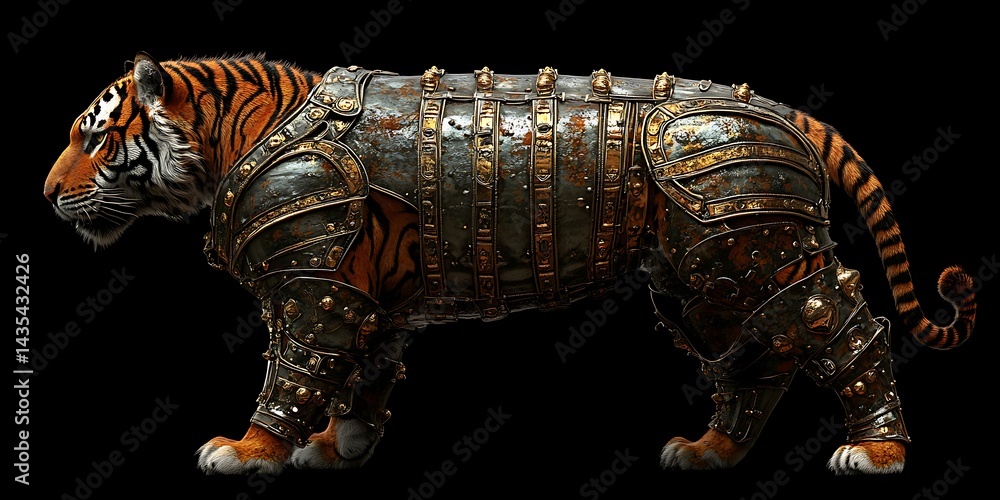 Obraz premium Tiger Warrior in Medieval Armor