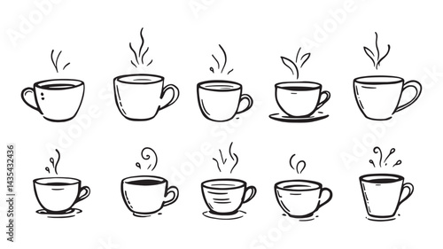 Wallpaper Mural Coffee Cup Art line art drawing capturing elegance in simplicit Torontodigital.ca