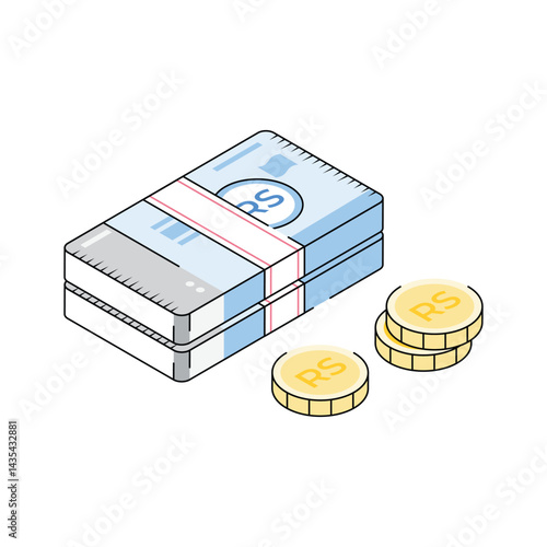Check modern isometric outline icon of nepalese rupees