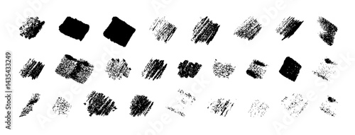 Crayon pencil handdrawn gritty vector texture collection. Grungy grainy halftone vintage hatching design elements. Black color charcoal scribbles on white background. Punk grunge hatch textures set