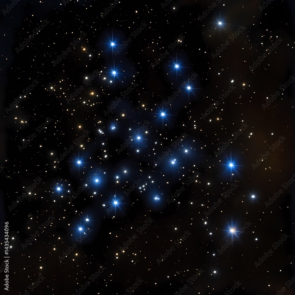 Obraz premium Star cluster, deep space, cosmic, night sky, stellar formation, astronomy image, science background