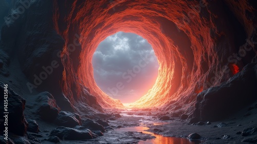 Orange Light Energy Vortex Landscape Map