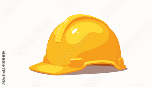 Bright yellow construction helmet on white background, safety concept