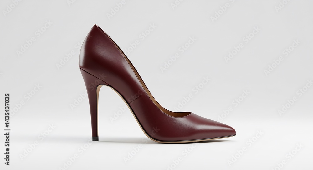 Elegant Burgundy High Heel Shoe on White Background Elegant Burgundy High Heel Shoe on White Background