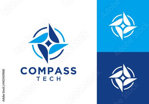 simple compass star logo vector design concept