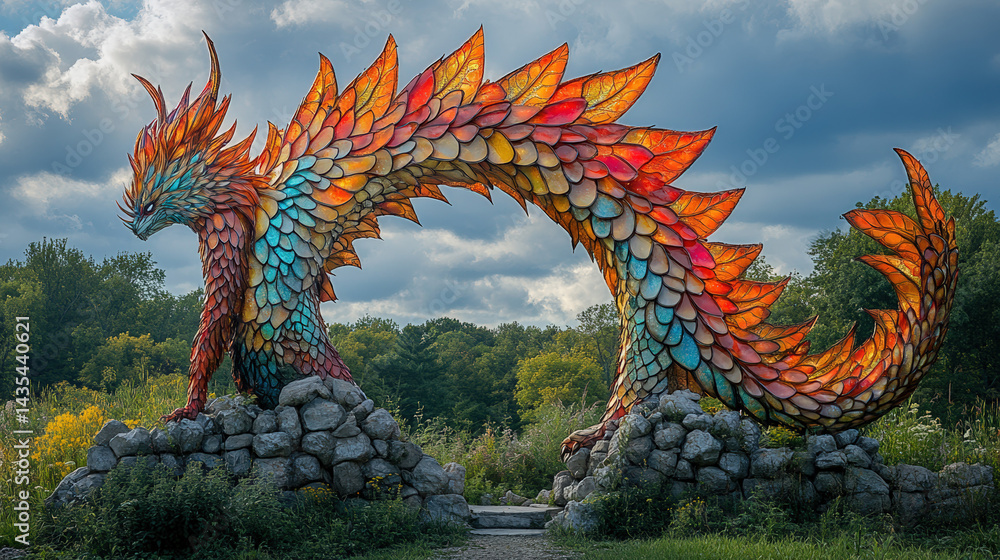 Obraz premium Dragon sculpture in parkland setting