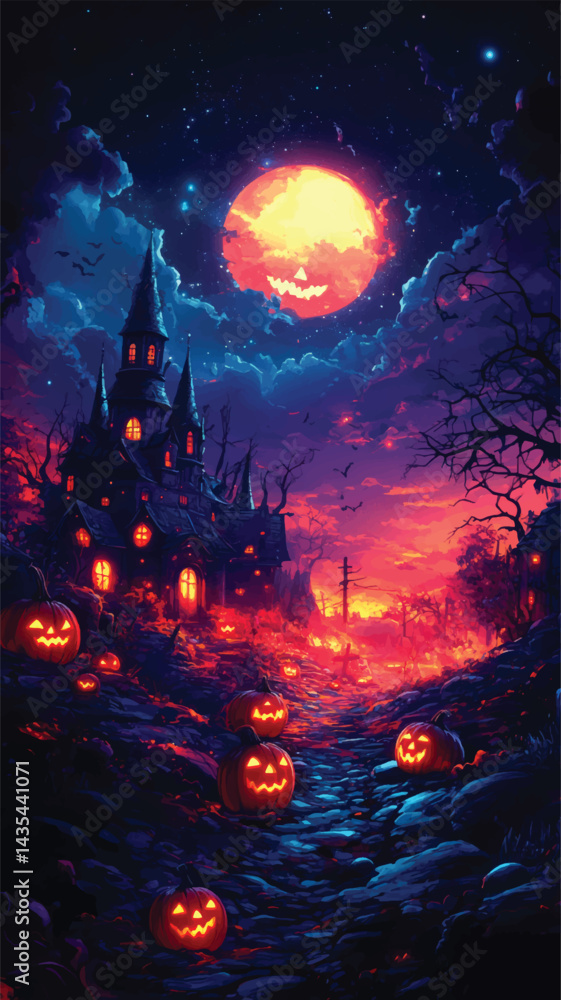 Fototapeta premium Halloween Spooky Castle Artwork