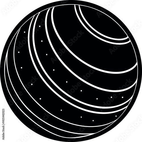 Rubber Ball Silhouette Vector | Toy, Bounce Icon & Playful Shape in Black