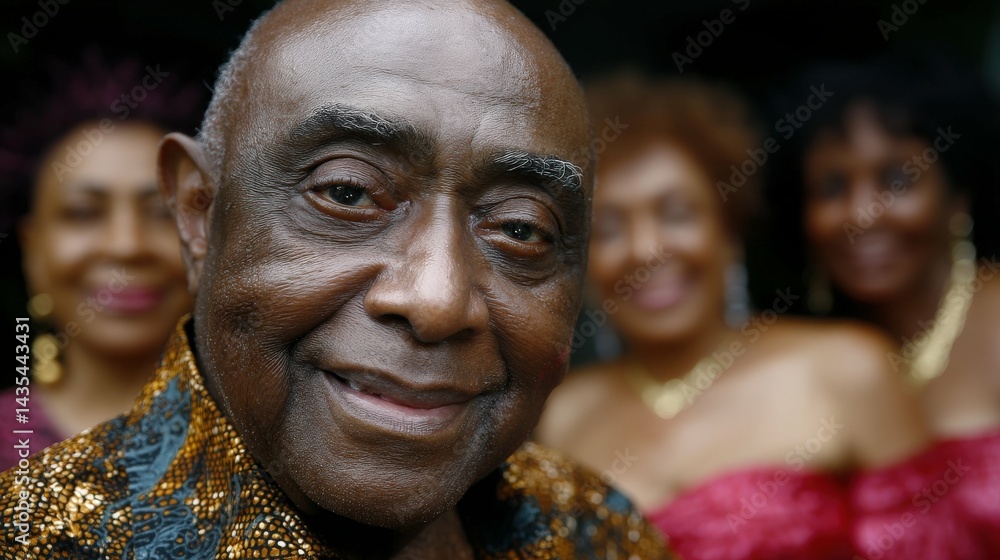 Grandpa’s 75th birthday family portrait, black, smiling, smile, aged
