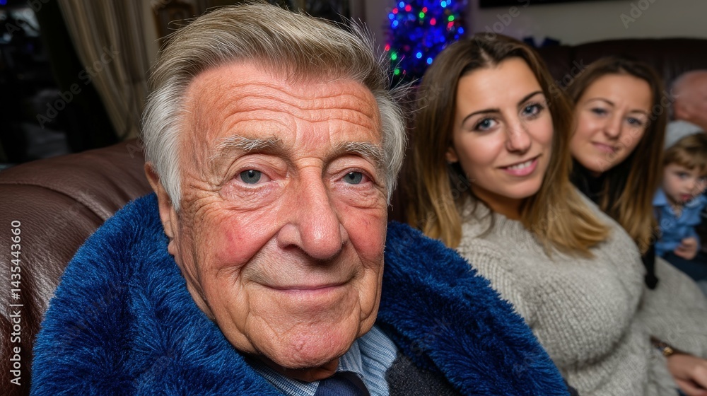 Birthday video call with grandpa, older, aged, seniors, retired