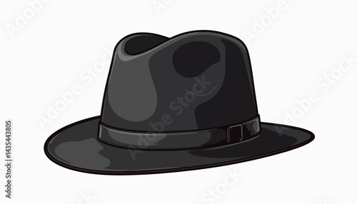 Stylized black doorman hat illustration, minimalist accessory design