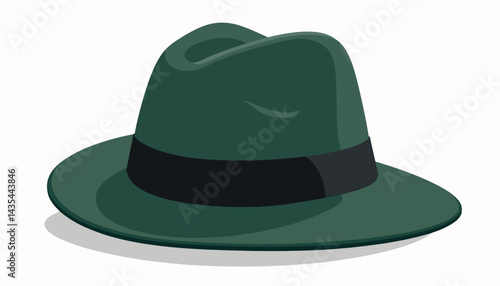 Elegant dark green doorman hat illustration on white background, fashion accessory