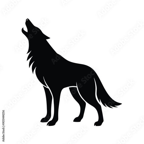 pack of wolves silhouette on white background minimal